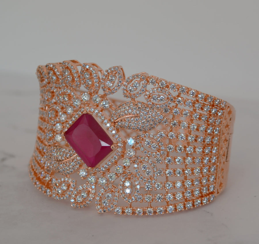 Nayab Cz Studded Openable Bracelet - Rose Gold Finish Bracelets