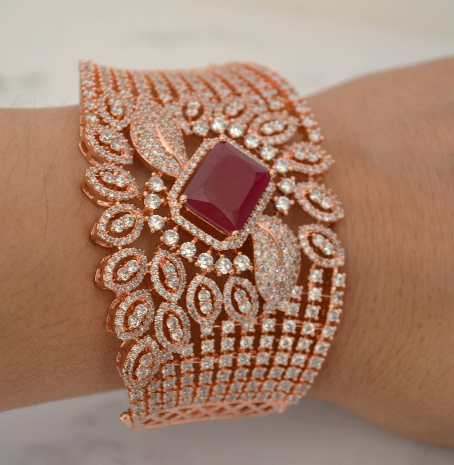 Nayab Cz Studded Openable Bracelet - Rose Gold Finish Bracelets