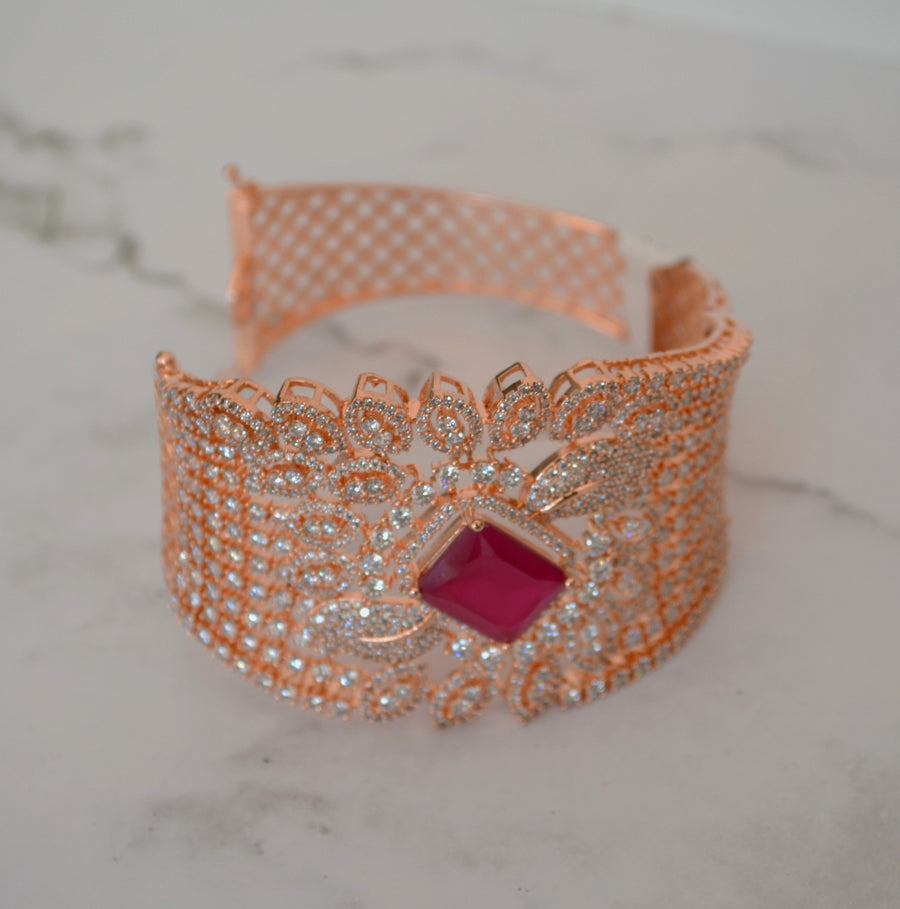 Nayab Cz Studded Openable Bracelet - Rose Gold Finish Bracelets