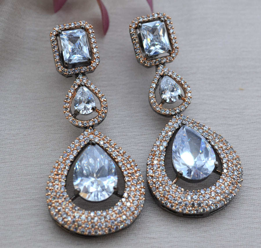 Asma American Diamond Earrings White