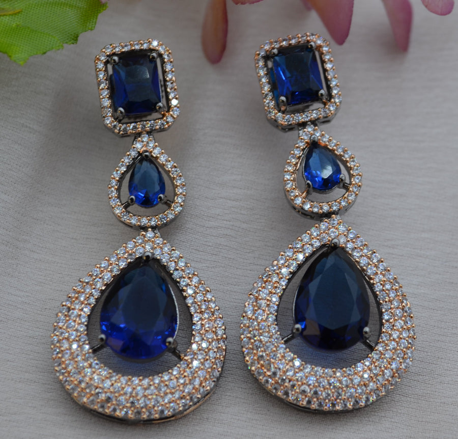 Asma American Diamond Earrings Sapphire