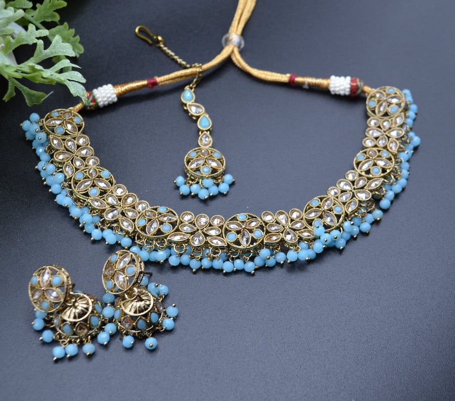 Aynoor Polki Necklace Set With Tikka Necklaces