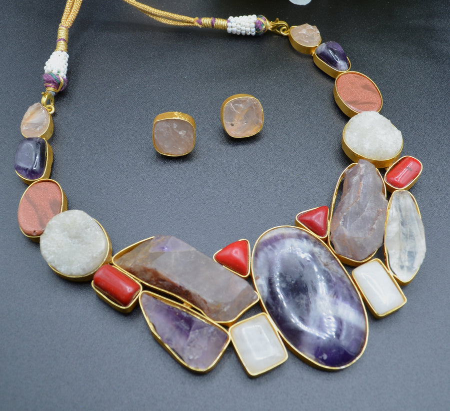 Natural Stone Contemporary Necklace Set Necklaces