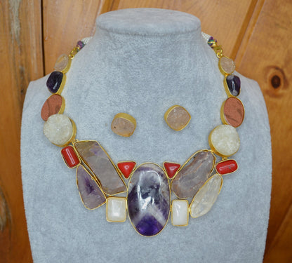 Natural Stone Contemporary Necklace Set Necklaces
