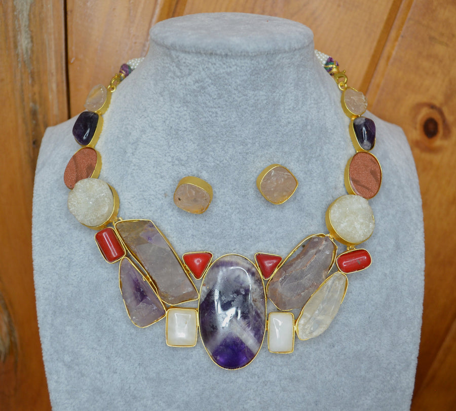Natural Stone Contemporary Necklace Set Necklaces