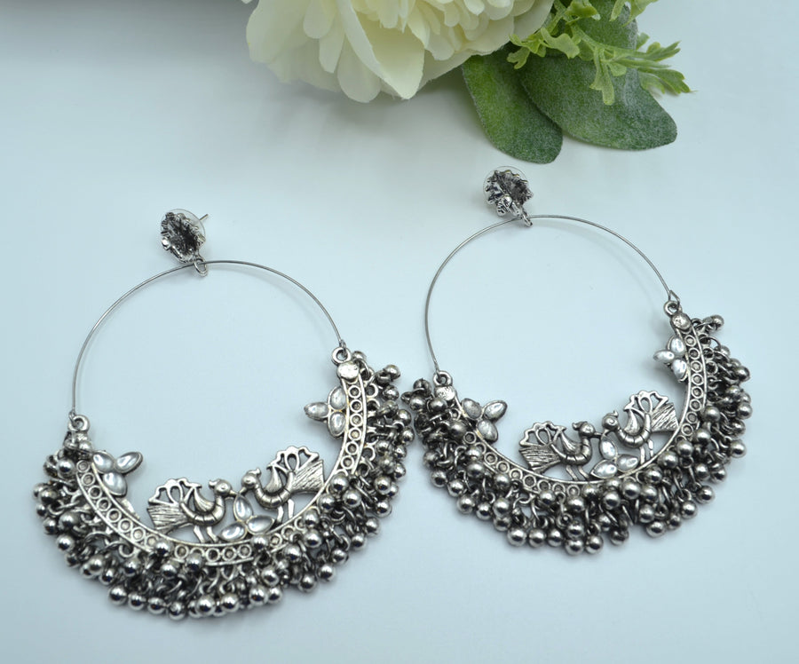 German Silver Peacock Bali Earrings
