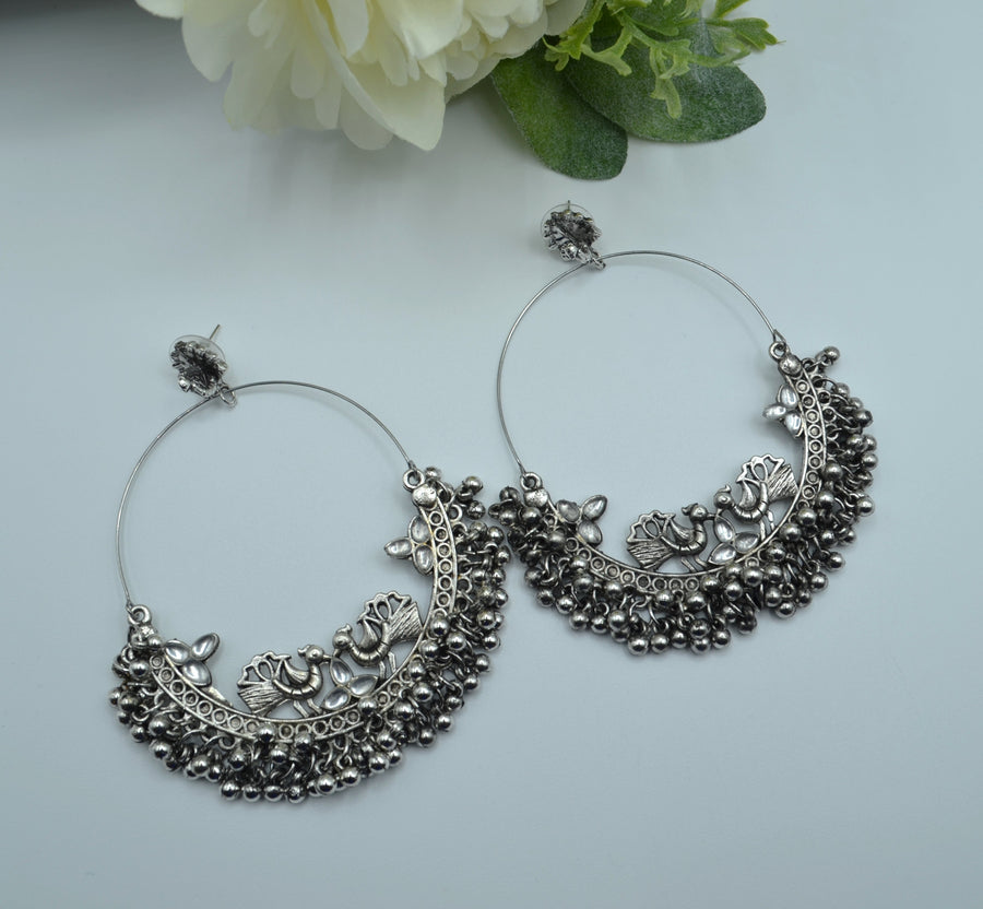German Silver Peacock Bali Earrings
