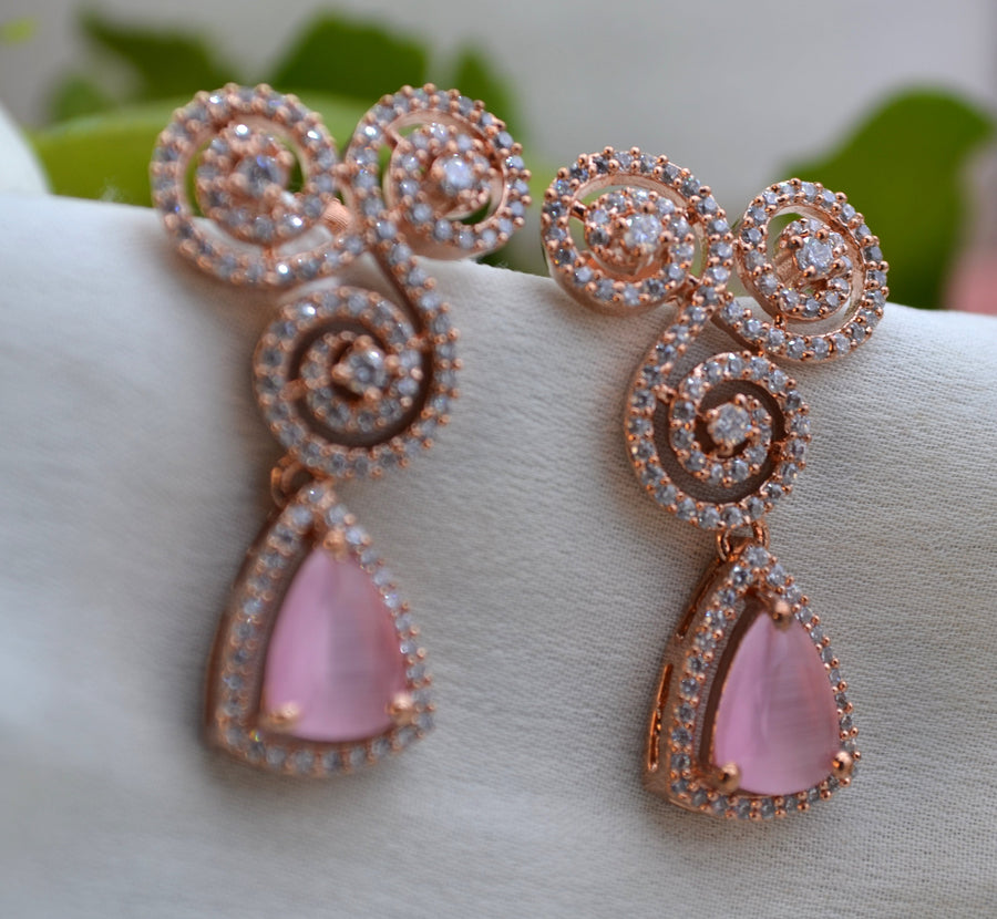 Ad Dangler Monalisa Stone Studs Pink Earrings