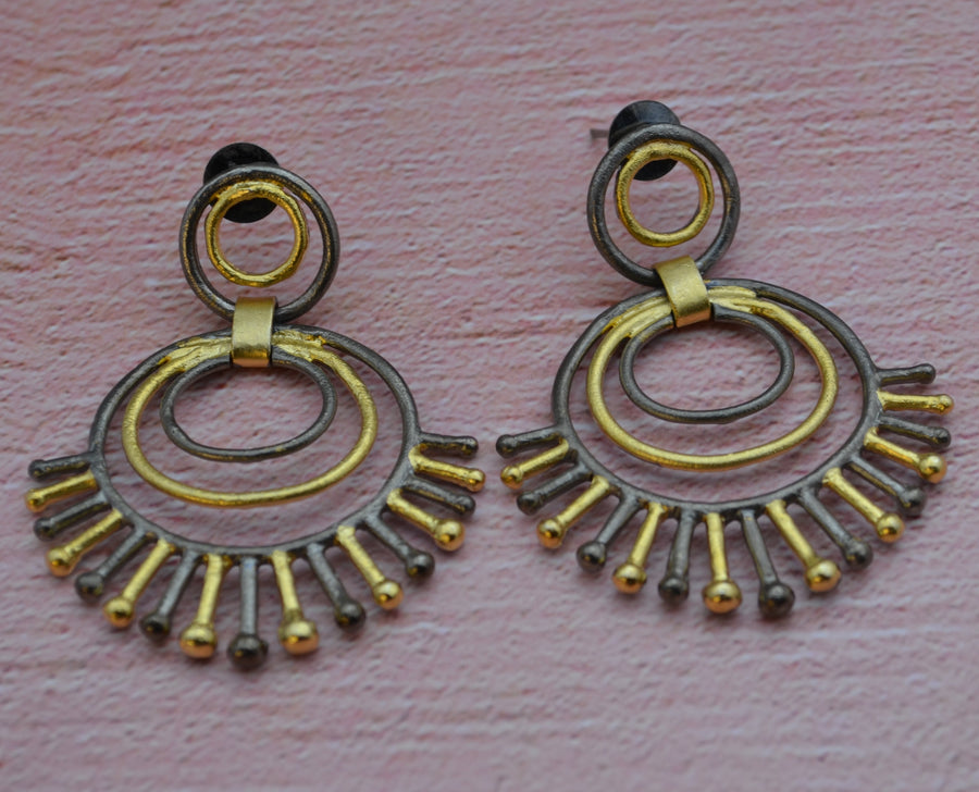 Geometric Antique Finish Earrings
