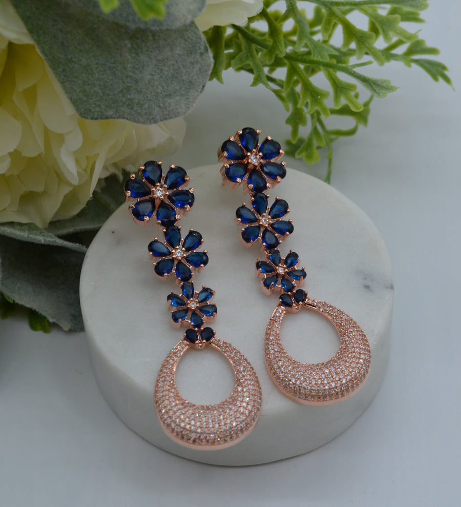 Gulsha Cz Studded Flower Dangles Earrings