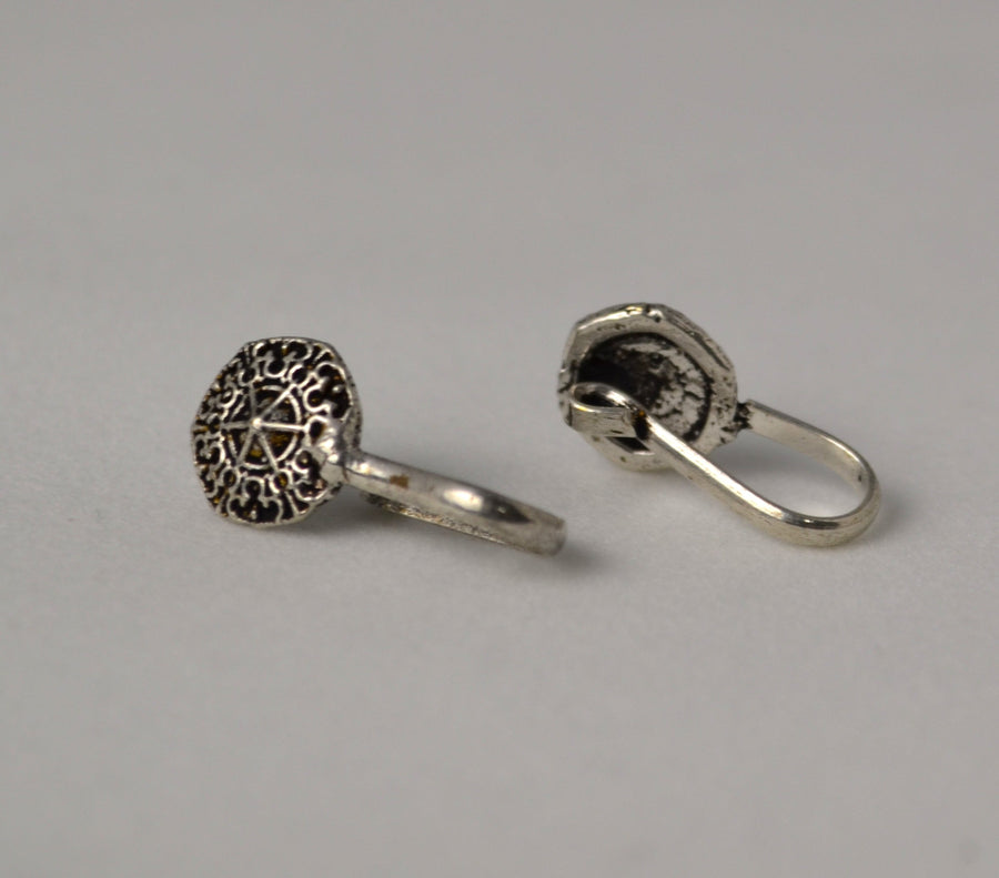 Oxidized German Silver Plated Handmade Non-Pierced Nose Clip. Rings