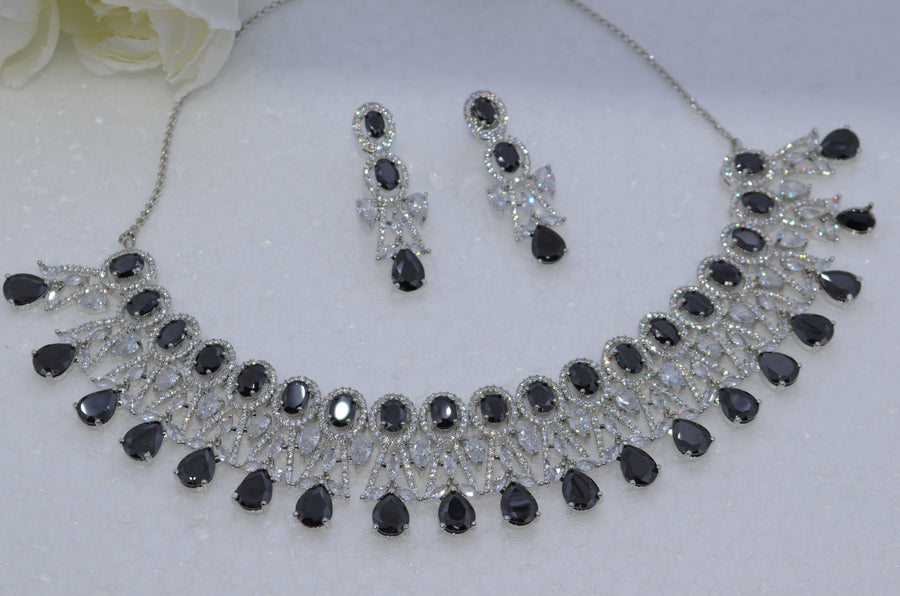 Designer American Diamond Necklace Set With Monalisa Stone. Necklaces