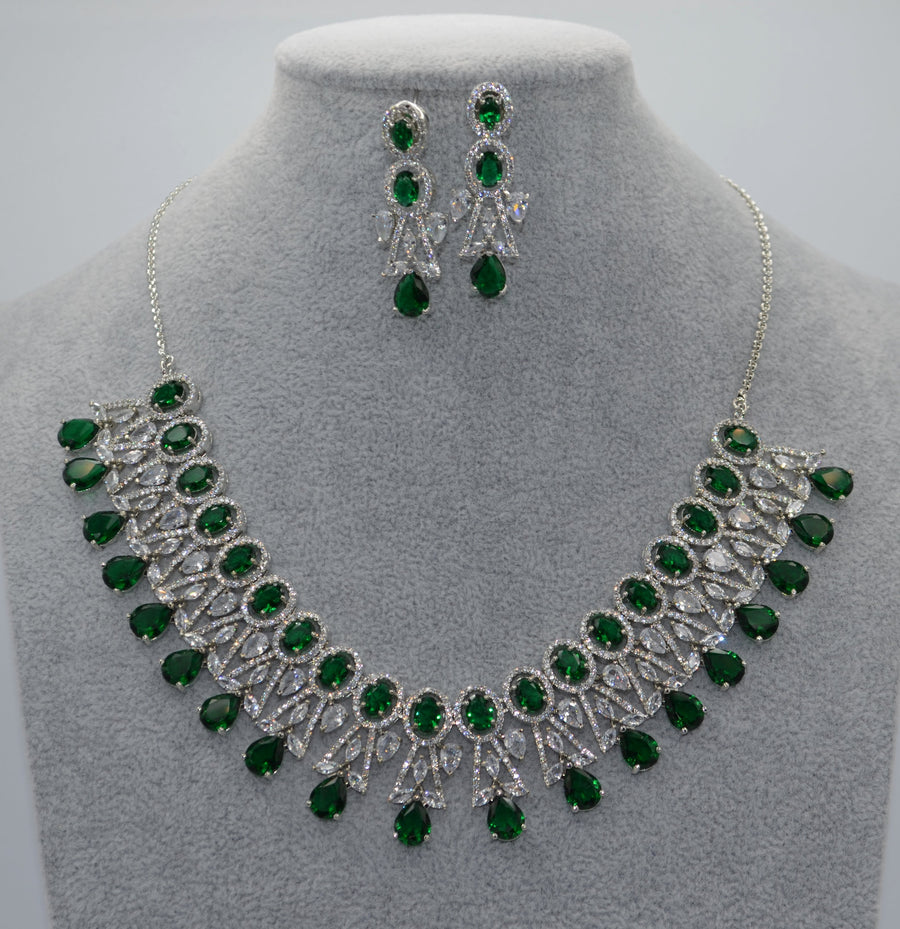 Designer American Diamond Necklace Set With Monalisa Stone. Necklaces