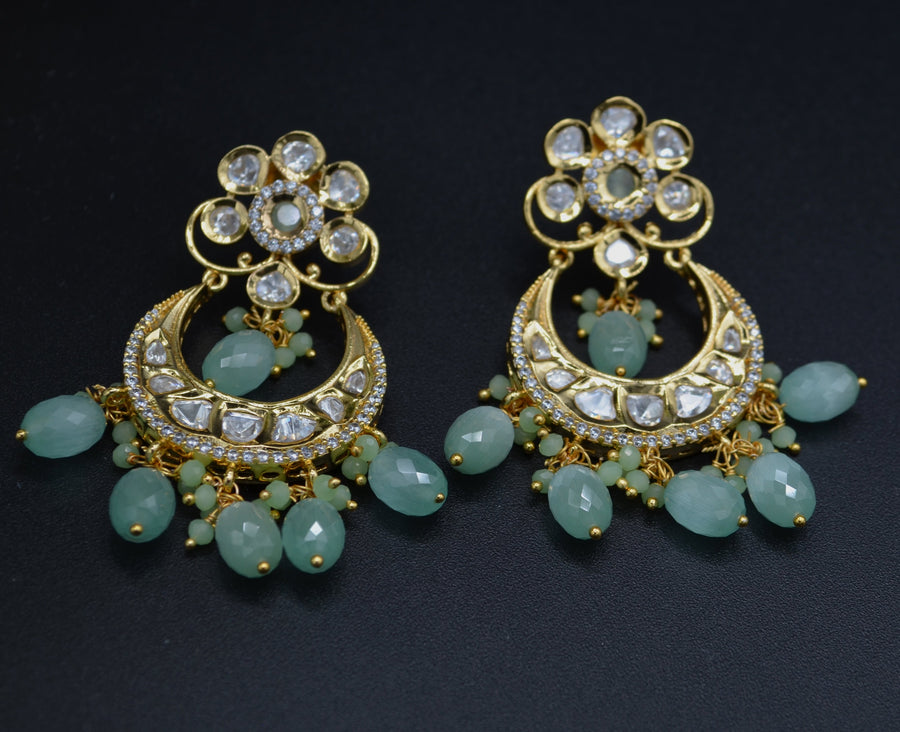 Uncut Kundan Chandbali Earrings