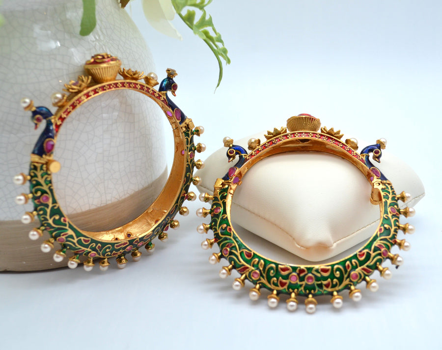Meenakari Peacock Openable Kada 2.4 Bangles