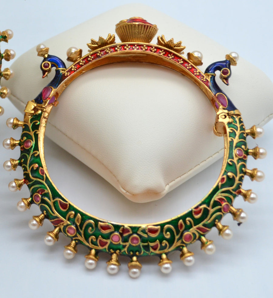 Meenakari Peacock Openable Kada Bangles