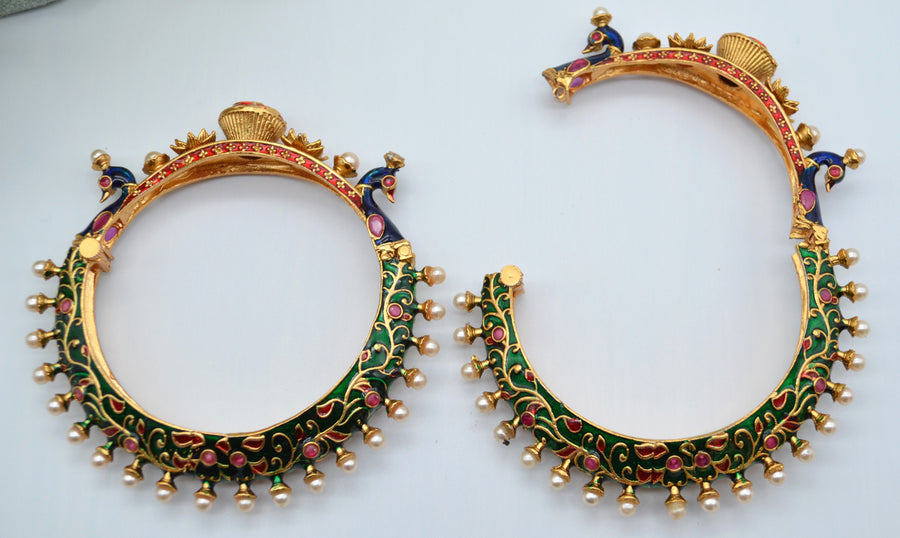 Meenakari Peacock Openable Kada 2.8 Bangles