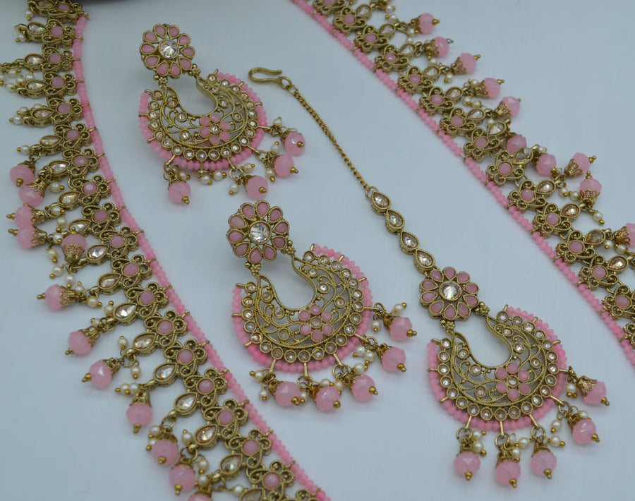 Pakiza Polki Long Necklace Set With Tikka Necklaces