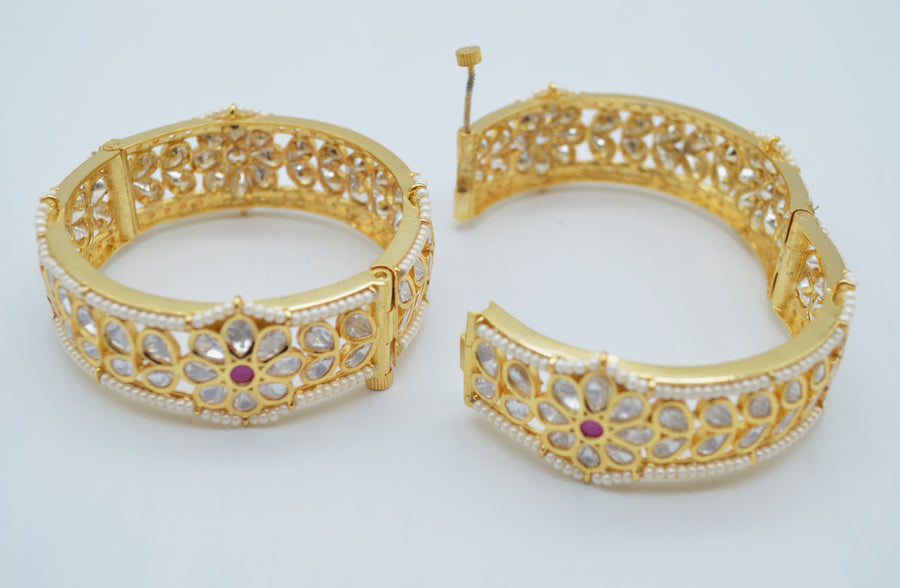 Openable Tyaani Kundan Kada - Pair Bangles