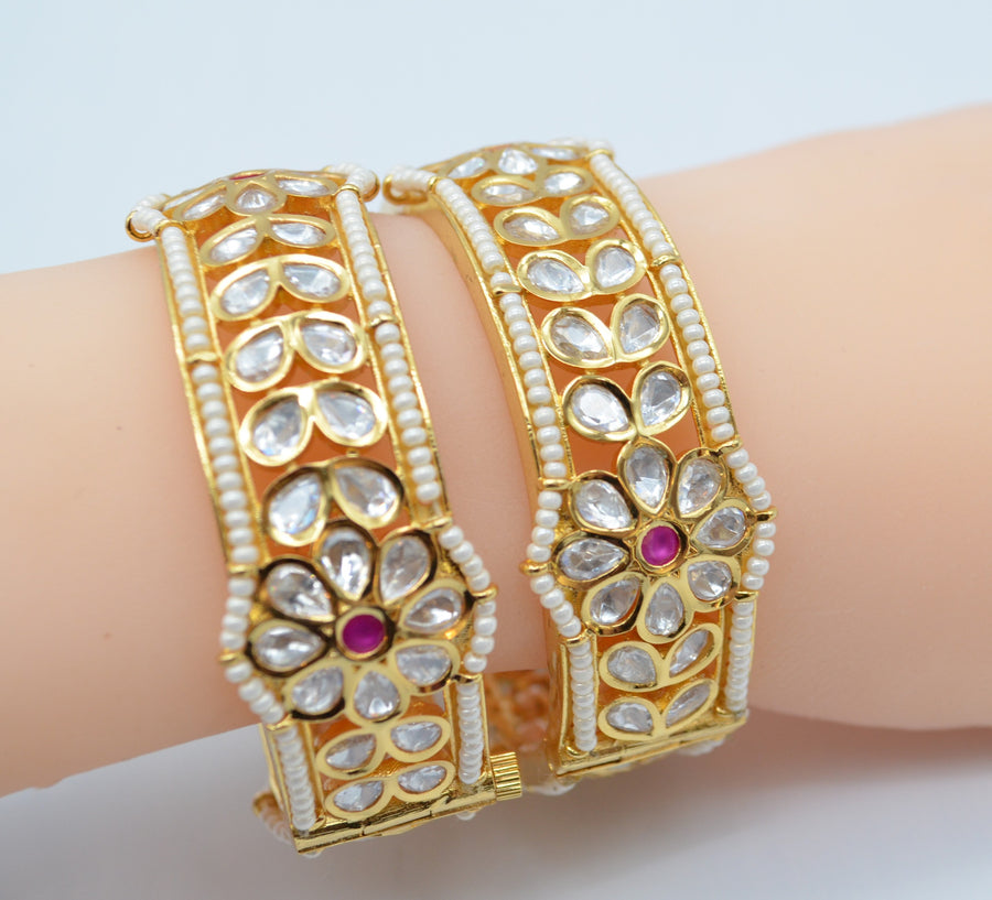 Openable Tyaani Kundan Kada - Pair Bangles