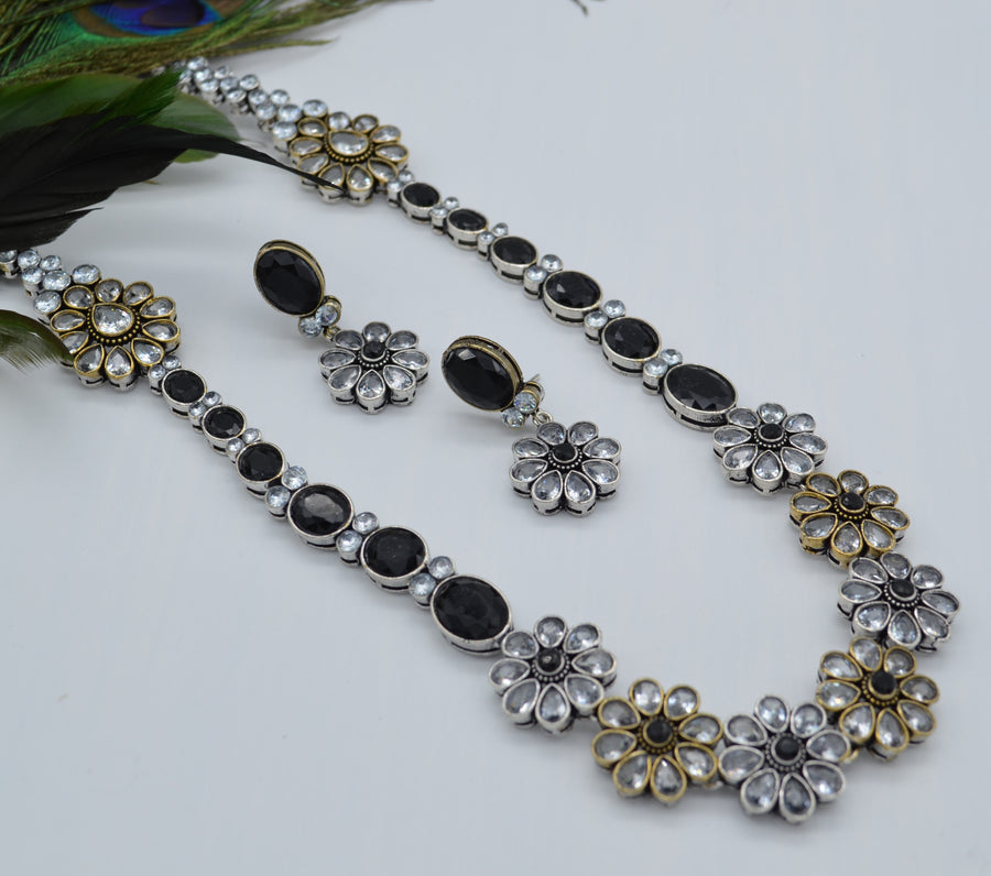 German Silver Fusion Necklace Set Black Necklaces
