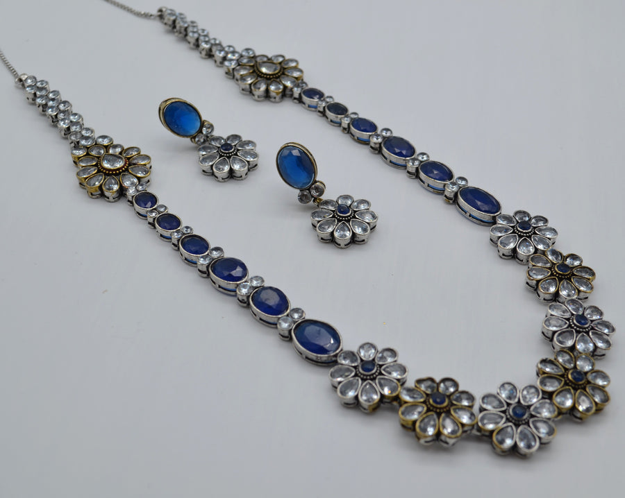 German Silver Fusion Necklace Set Sapphire Necklaces