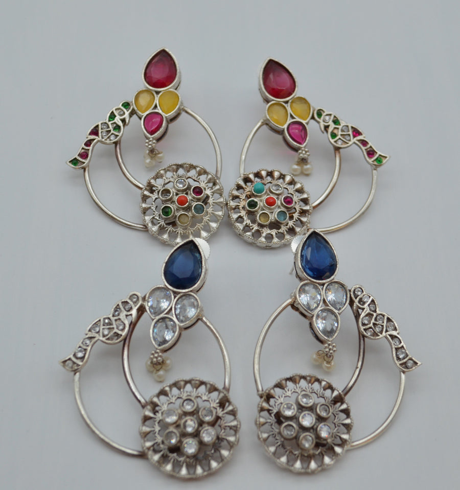 92.5 Silver Coated Statement Earrings