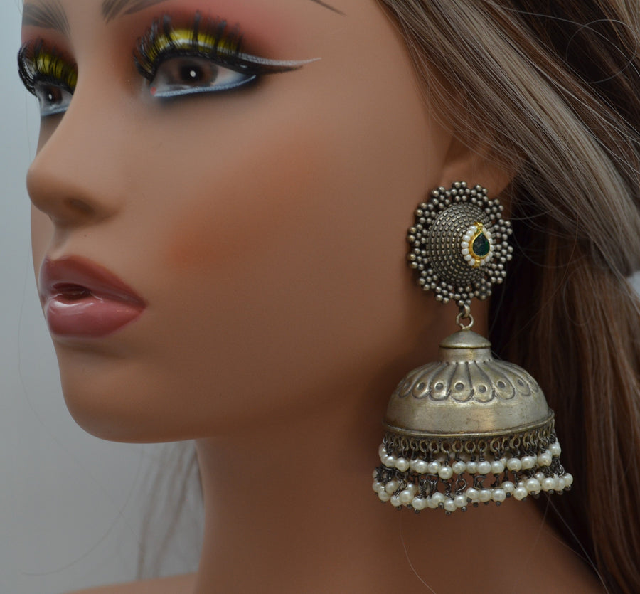 German Silver Jhumki Earrings
