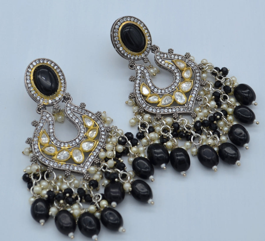Zoya Tyaani Inspired Black Beads Choker Necklace Set Necklaces