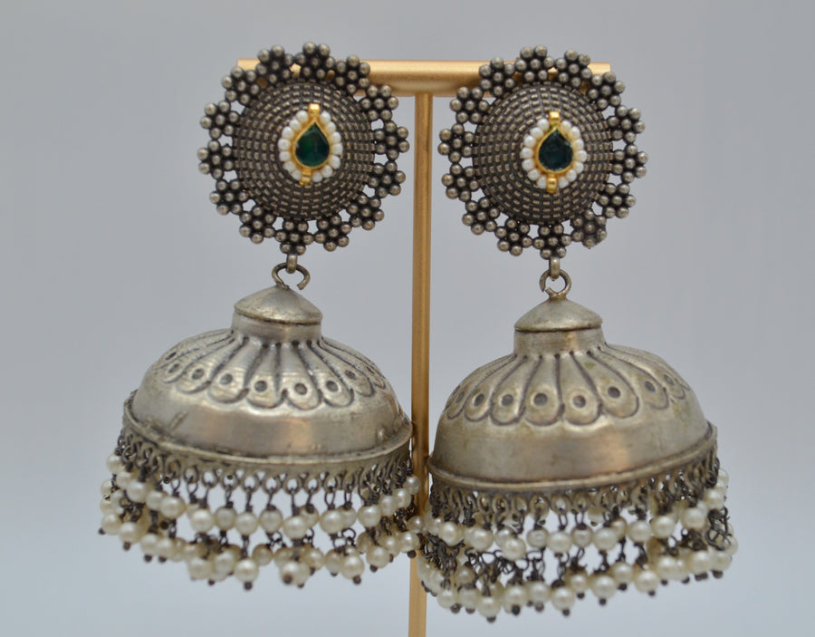 German Silver Jhumki Earrings