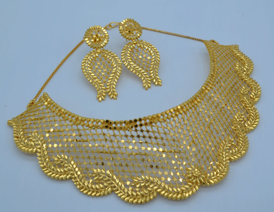 Traditional 1 Gram Gold Choker Set Necklaces