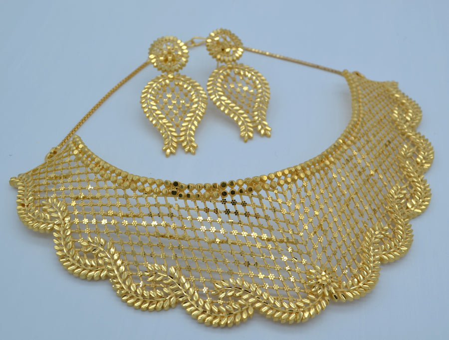 Traditional 1 Gram Gold Choker Set Necklaces