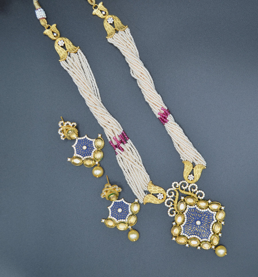 Foiled Kundan Meenakari Nacklace Set Necklaces