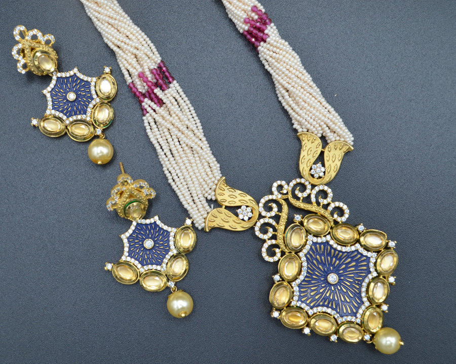 Foiled Kundan Meenakari Nacklace Set Necklaces