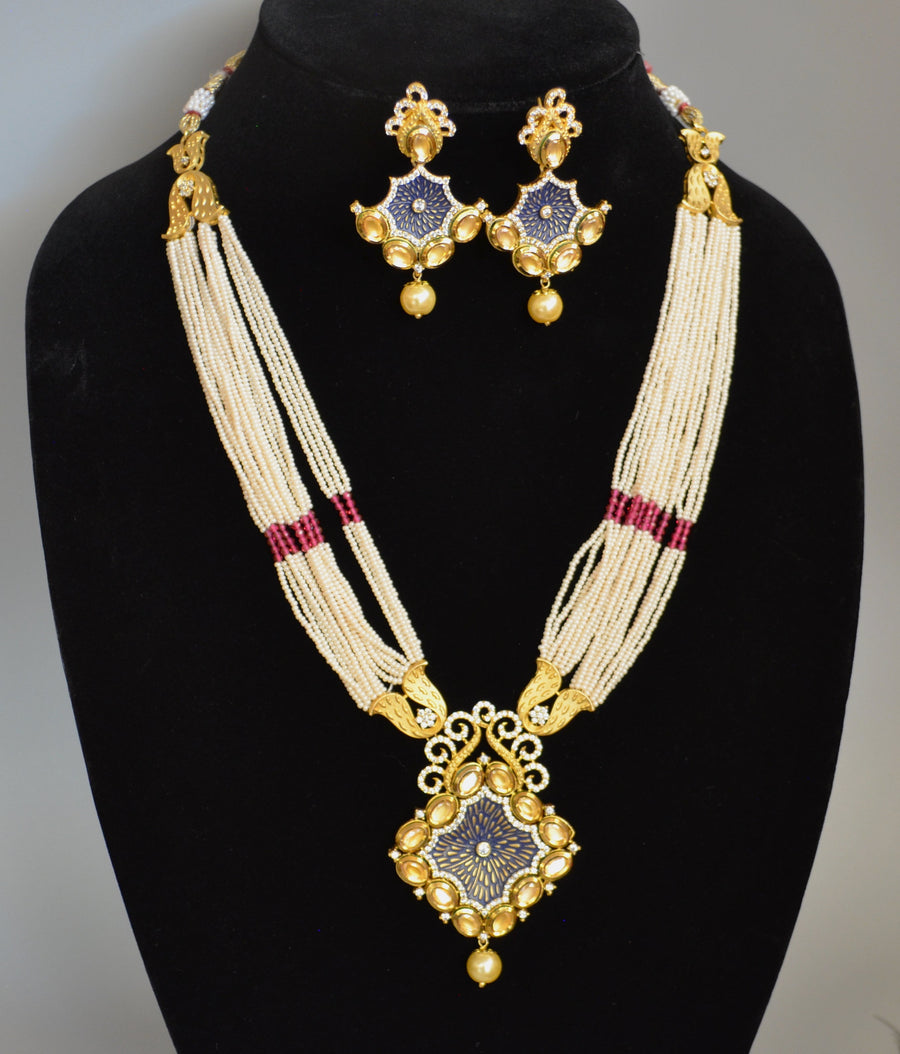 Foiled Kundan Meenakari Nacklace Set Necklaces