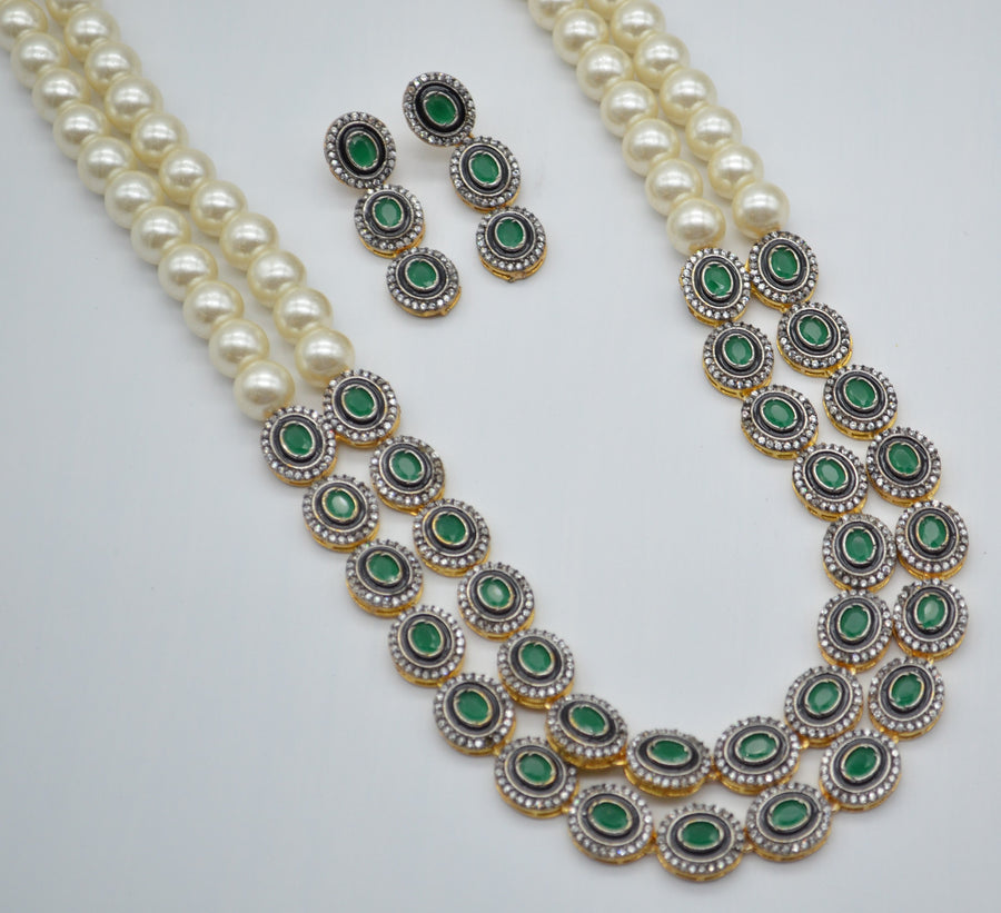 Heavy Designer Kundan Pearl Layered Necklace Set Necklaces