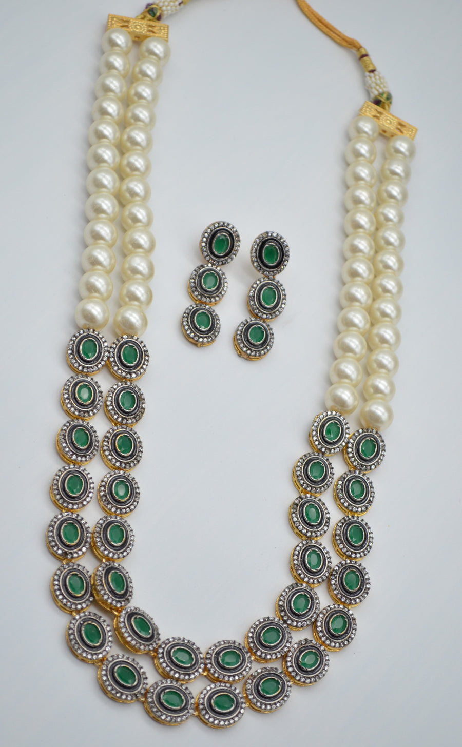 Heavy Designer Kundan Pearl Layered Necklace Set Necklaces