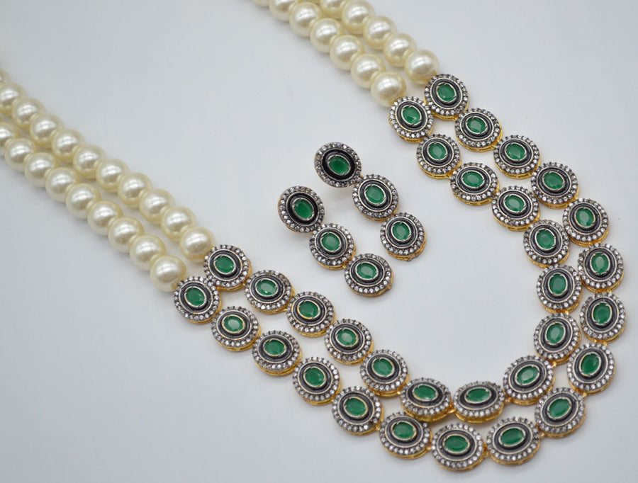 Heavy Designer Kundan Pearl Layered Necklace Set Necklaces