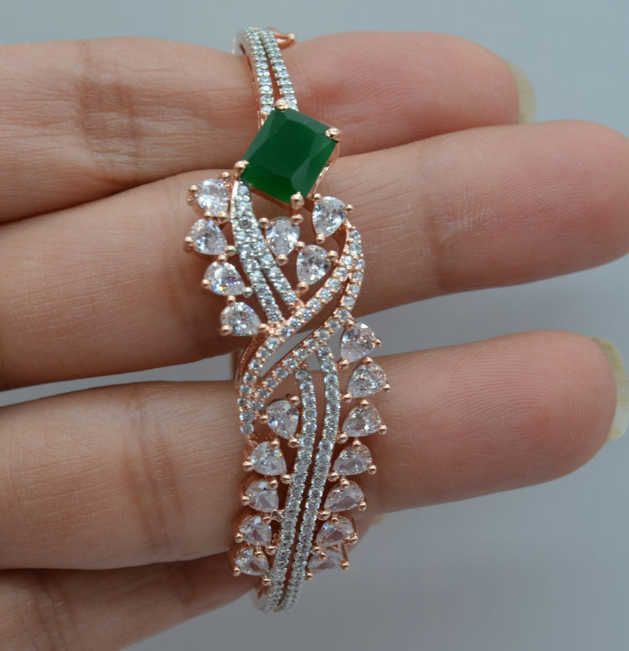 Cz Studded Openable Bracelet Emerald Green Bracelets