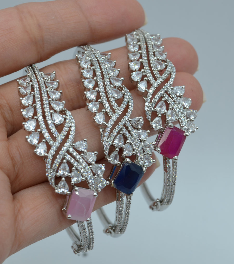 Cz Studded Openable Bracelet - Silver Finish Bracelets