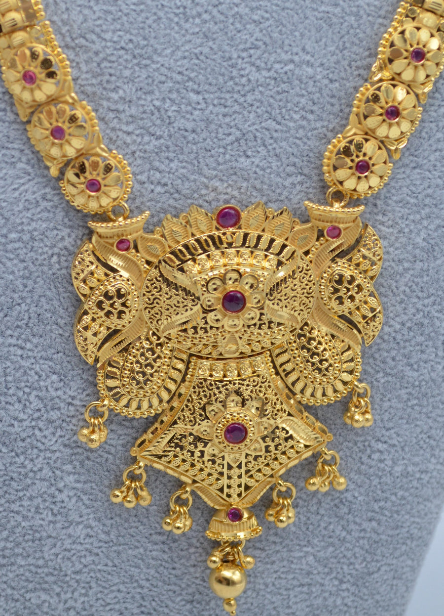 Traditional Long Rani Haar - 1 Gram Gold Plated Necklace Set Necklaces