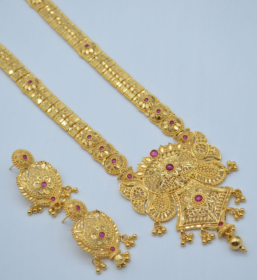 Traditional Long Rani Haar - 1 Gram Gold Plated Necklace Set Necklaces