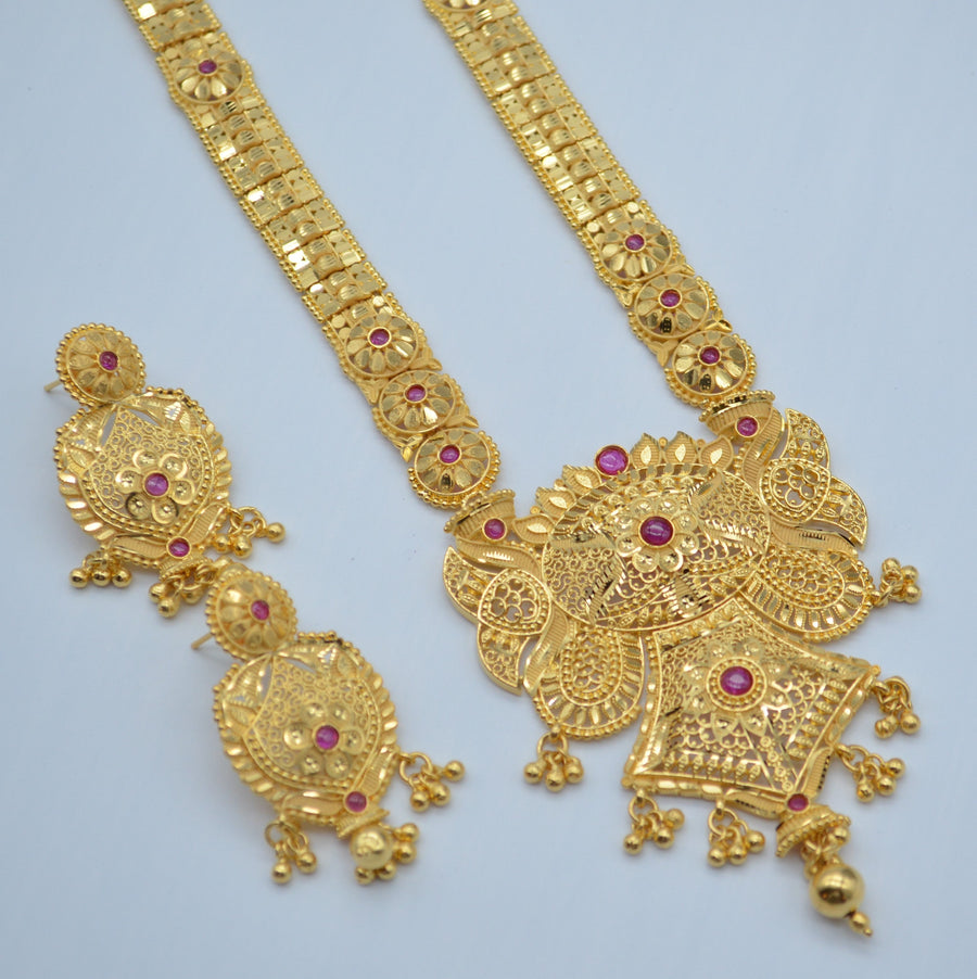 Traditional Long Rani Haar - 1 Gram Gold Plated Necklace Set Necklaces