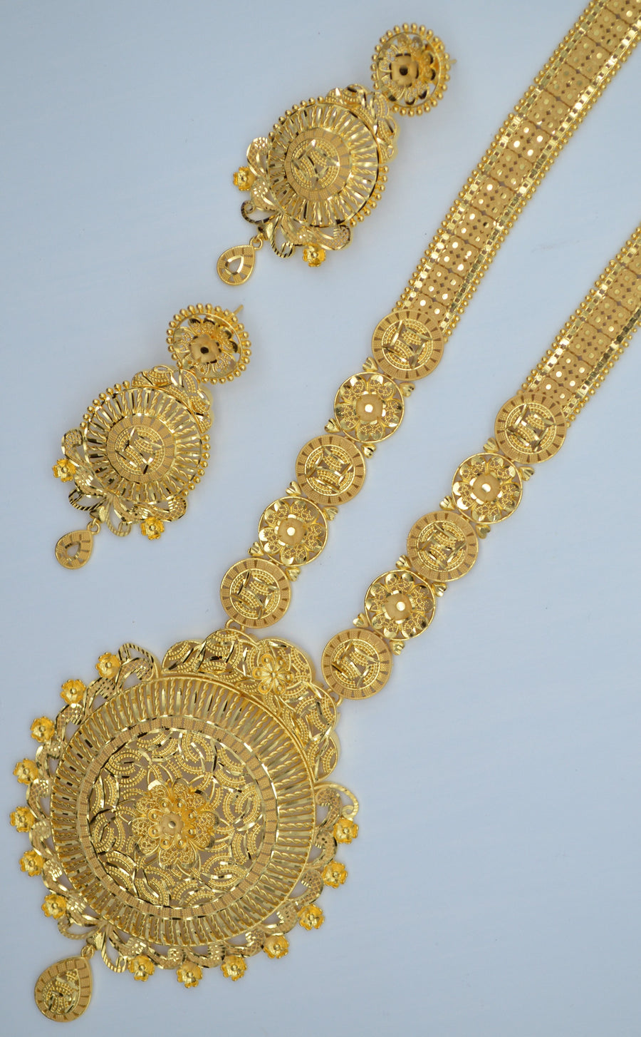 Traditional Long Around Shape 3D Laser Cut -1 Gram Gold Plated Necklace Set Necklaces