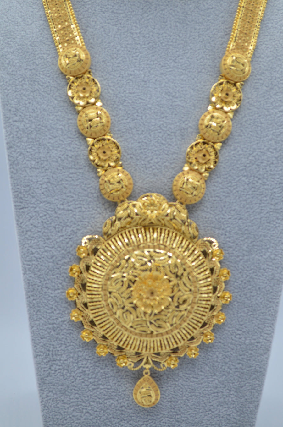 Traditional Long Around Shape 3D Laser Cut -1 Gram Gold Plated Necklace Set Necklaces
