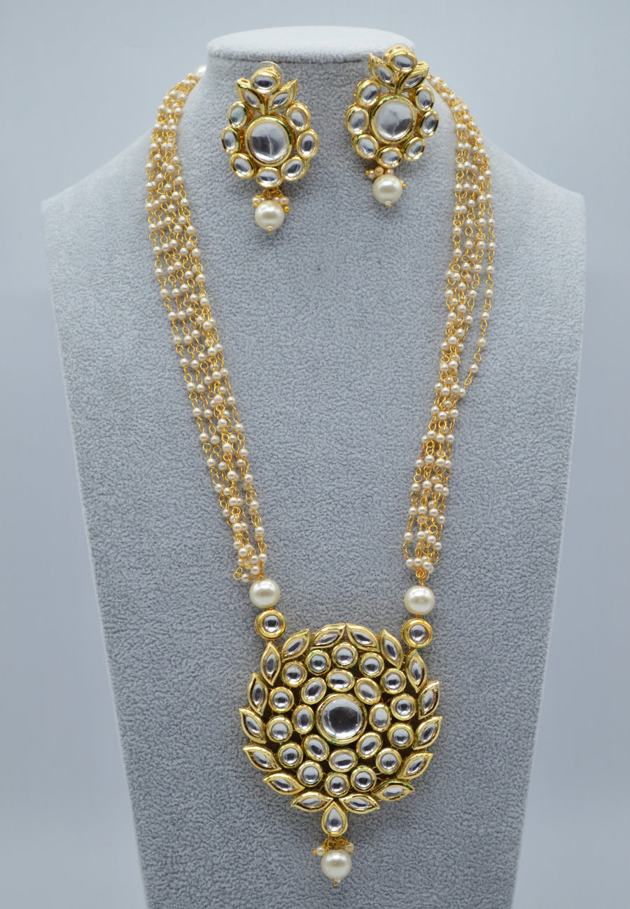 Big Kundan Pendant With Pearl Chain Necklace Set Necklaces