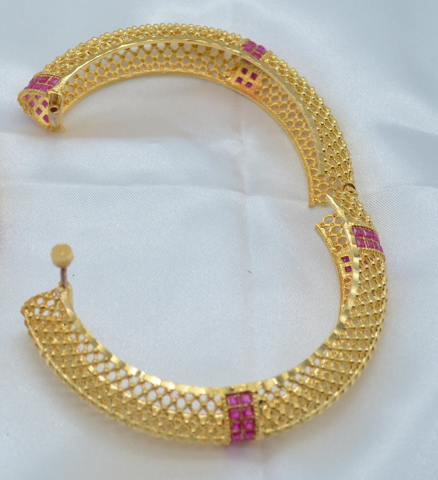Traditional 1 Gram Gold Plated Openable Kada Set Bangles