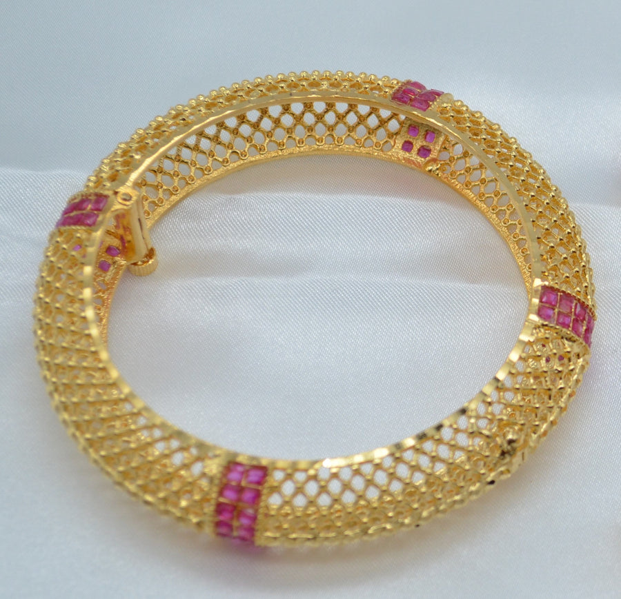 Traditional 1 Gram Gold Plated Openable Kada Set Bangles