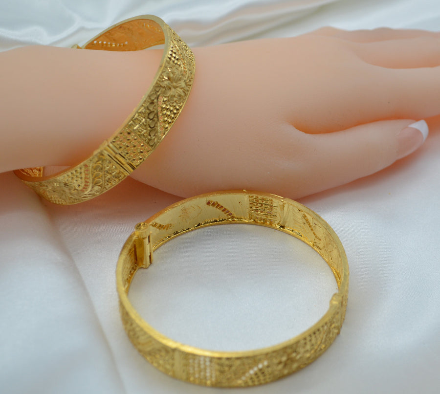 Traditional 1 Gram Gold Plated Openable Kada Set Bangles