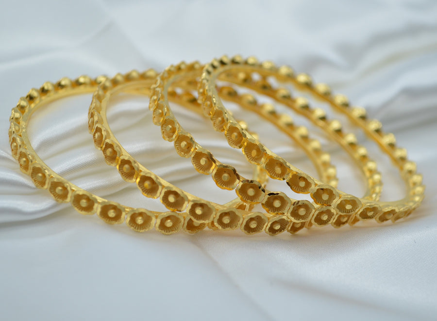 Traditional 1 Gram Gold Plated Non - Openable Bangles Set Of 4 Size 2.6